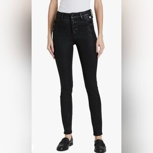NWOT PAIGE Emmie Ultra Skinny High Rise in Black Fog Luke Coating Pants SIZE 28